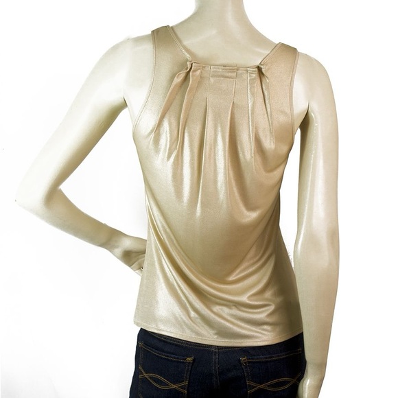 Christian Dior Gold Metallic Tank Vest Sleeveless Top w. pleats 🌟 - Picture 2 of 9